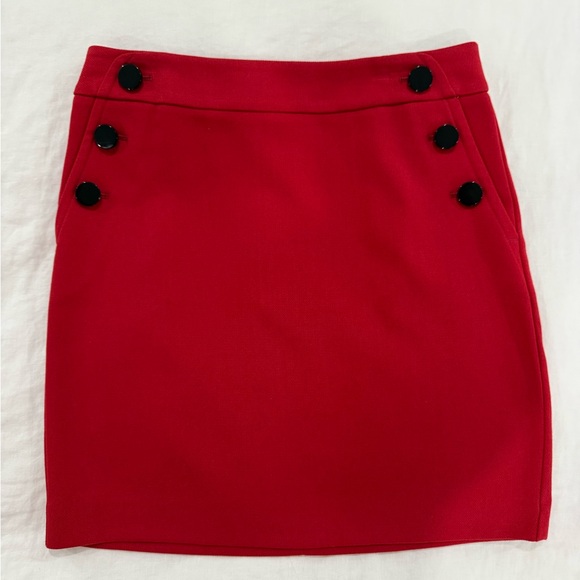 LOFT Dresses & Skirts - LOFT Red Mini Skirt with Black Buttons
